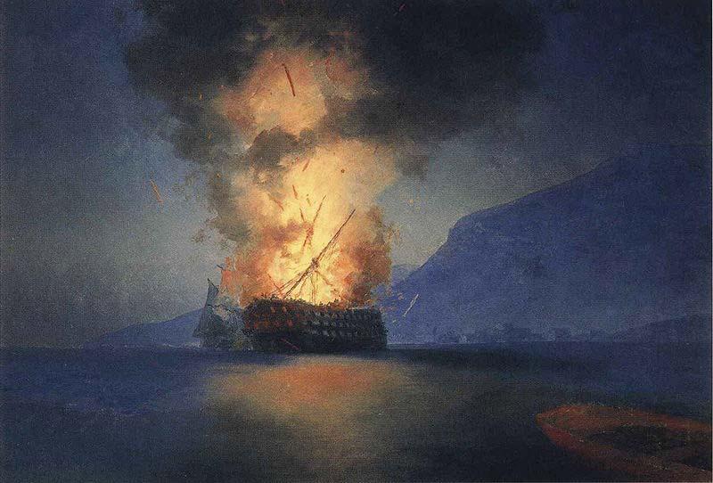 Ivan Aivazovsky Exploding Ship oil painting picture